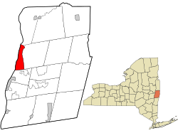 Rensselaer County New York incorporated and unincorporated areas Troy highlighted.svg