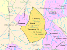 Boundaries of the Reston CDP as of 2003[update], from the United States Census Bureau