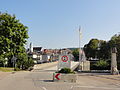 German driveway on old Rhine bridge Rheinfelden, in the foreground information on usage restrictions