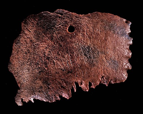 The Ribe skull fragment, dating to the 8th century CE, bearing a protective charm against either one or two dwarfs