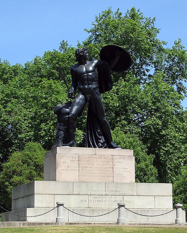 Statue of Achilles (1822) on the Wellington Monument at Hyde Park Corner, London.