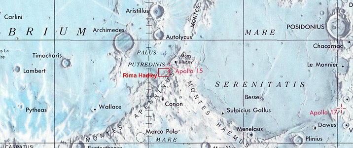 Localització de la Rima Hadley (centre de la imatge)