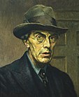 Roger Fry Auto-retrato, 1928. Ele foi descrito por Kenneth Clark como "incomparavelmente a maior influência no gosto desde Ruskin... Na medida em que o gosto pode ser mudado por um homem, ele foi mudado por Roger Fry".[14]