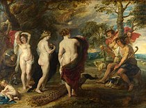 彼得·保羅·魯本斯的《帕里斯的評判（英语：The Judgement of Paris (Rubens)）》，145 × 194cm，約作於1632-1635年，自1844年起收藏[61]