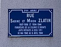 Plaque de la rue Sabine-et-Miron-Zlatin, fondateurs de la colonie des enfants d'Izieu, en mars 2019.