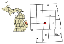 Sanilac County Michigan Incorporated and Unincorporated areas Sandusky Highlighted.svg