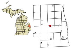 Sanilac County Michigan Incorporated and Unincorporated areas Sandusky Highlighted.svg
