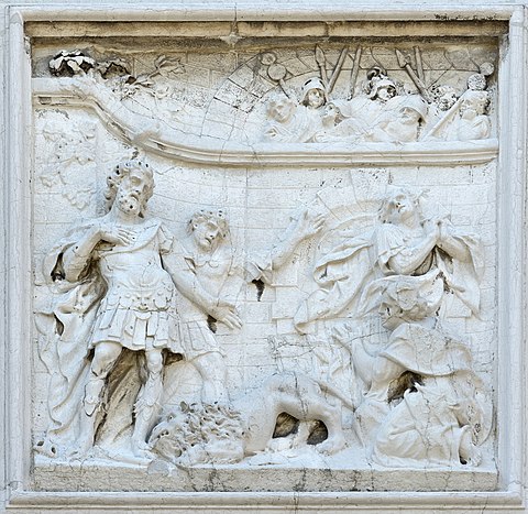 Relief of Saint Eustache avoiding the lion