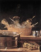 Скляні і металеві кубки в кошику, Державна картинна галерея Карлсруе