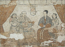 Mural of a Mongol family, Yuan dynasty Shazishan Tomb Fresco, Yuan Dynasty, Chifeng Museum.jpg