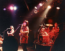 The original lineup of Shonen Knife performing in the 1980s (L-R: Michie Nakatani, Naoko Yamano, Atsuko Yamano) Shonen Knife-14.jpg