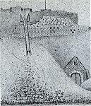 Sloop van de walmuur bij de kat Hoog Frankrijk, ca. 1874. Rechtsonder de sortie