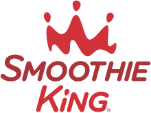 A stylized red crown with the words "Smoothie King" underneath in differing shades of red