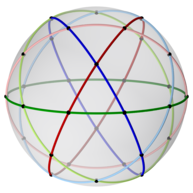 Icosidodécaèdre sphérique avec des cercles colorés, 3-fold.png