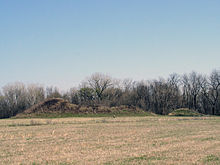 Craig Mound, the Spiro burial mound that was referred to as the "Great Mortuary" by archaeologists conducting the early scientific research at the site Spiro Craig Mound HRoe.jpg