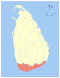 Map indicating the extent of Southern Province within Sri Lanka