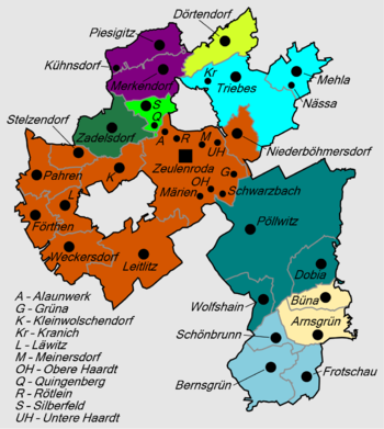 1. Mai 1994: Eingemeindung von Förthen, Läwitz, Pahren und Weckersdorf nach Zeulenroda