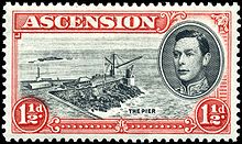 A 1938 stamp showing a view of "The Pier". Stamp Ascension 1937 1.5p.jpg
