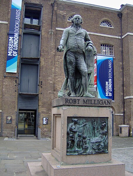 Statue of Robert Milligan formerly in front of the Museum of London Docklands, by Richard Westmacott