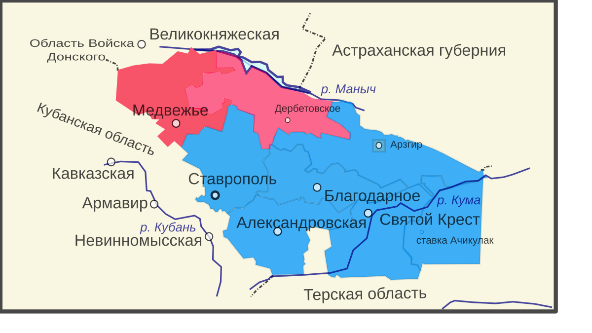 Карта медвеженского уезда ставропольской губернии