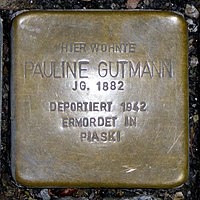 Stolperstein for Pauline Gutmann (1882) in Memmingen.jpg
