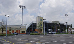 Parking lot view of the entrance to Suncoast Stadium: May 6, 2010