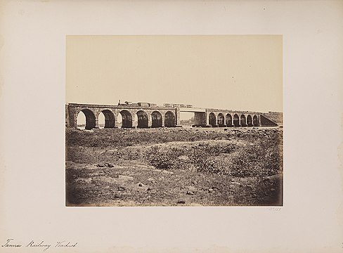 The longer railway viaduct near Thane in 1855