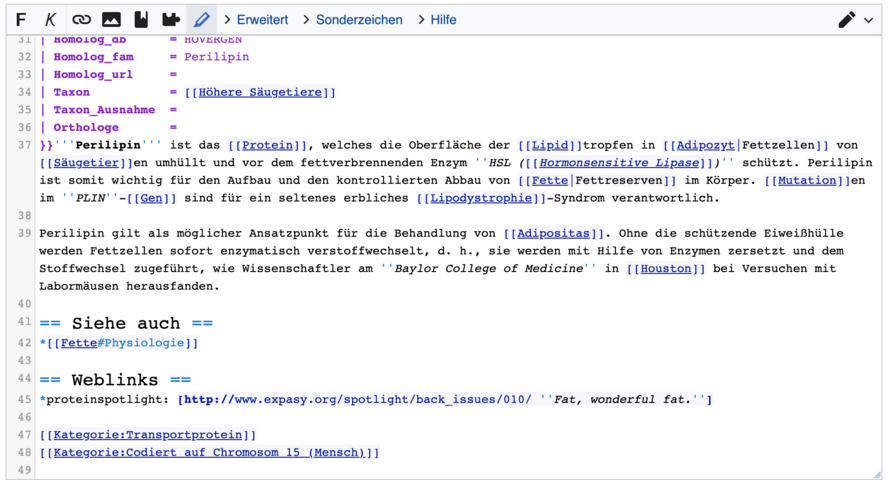 Numérotation des lignes dans l’éditeur de wikicode 2010.