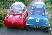 A red Peel Trident and a blue Peel P50 Trident and P50.jpg
