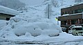 津南駅前に集められた雪