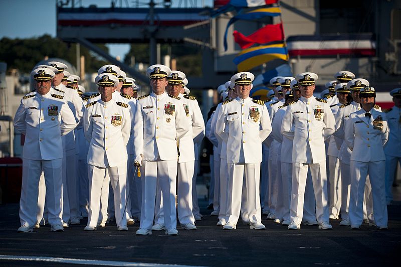File:US Navy 110907-N-CZ945-094 Officers stand at ease at the U.S. 7th Fleet change of command ceremony aboard USS Blue Ridge (LCC 19).jpg
