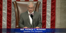 Patrick McHenry addressing the House after assuming pro tempore speakership US Representative Patrick McHenry after assuming pro tempore speakership, October 2023.png