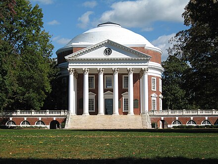 American Palladianism: The Rotunda at the University of Virginia, designed in the Palladian manner by Thomas Jefferson.