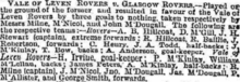 Report and teams of a friendly association football match, Vale of Leven Rovers v Rovers, The Scotsman, 9 November 1874 Vale of Leven Rovers v Rovers, The Scotsman, 9 November 1874.png