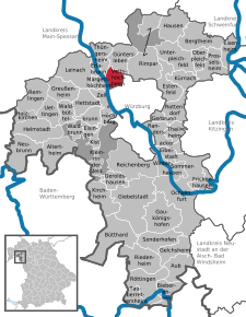Poziția Veitshöchheim pe harta districtului Würzburg