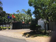 A building with Vietnam flag