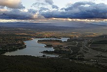 Lake Burley Griffin, viewed from the Telstra Tower View from telstra tower at sunset.jpg