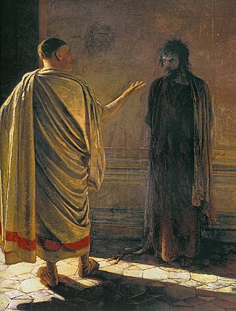 What is Truth? by Nikolai Ge, depicting John 18:38, in which Pilate asks Christ "What is truth?"