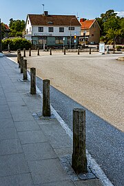 Wooden bollards in Brastad