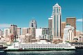 Unidentifed ferry in front of the Seattle skyline