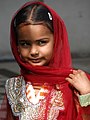 Girl at the temple in traditional clothing