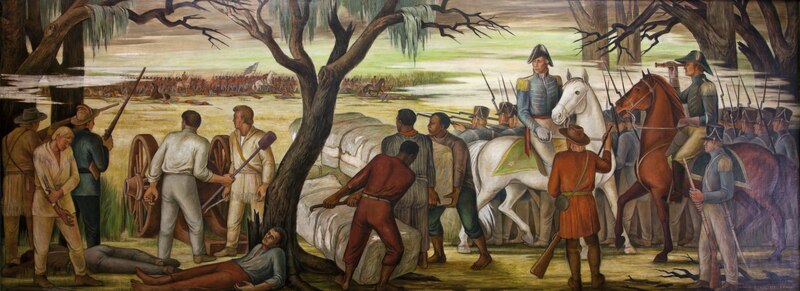 File:"Andrew Jackson at the Battle of New Orleans, January 8, 1814," mural by Ethel Magafan, at the Recorder of Deeds building, built in 1943. 515 D St., NW, Washington, D.C LCCN2010641713.tif