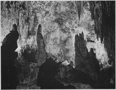 "Stalagmites and stalactites, 'In the Queen's Chamber,' Carlsbad Caverns National Park," New Mexico., 1933 - 1942 - NARA - 520034.tif