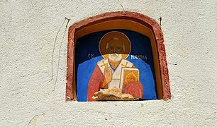 Фреска на Свети Никола над влезот во црквата