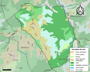 Kolorowa mapa przedstawiająca użytkowanie gruntów.