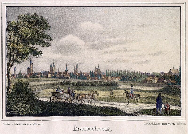 File:1830er Jahre circa August Wehrt Kolorierte Lithographie Braunschweig Verlag von F. W. Meyer, Blattausschnitt.jpg