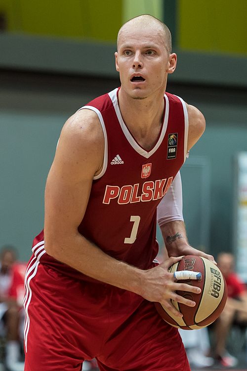Lampe playing for the Poland national team.