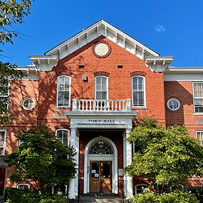 Cranbury Town Hall, housed in the former Old Cranbury School, a state and federal historic landmark