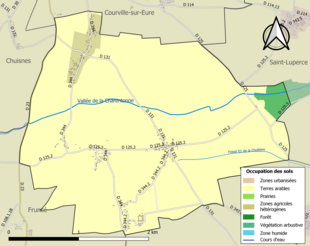 Kolorowa mapa przedstawiająca użytkowanie gruntów.