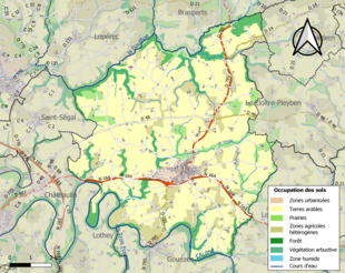 Barevná mapa znázorňující využití půdy.